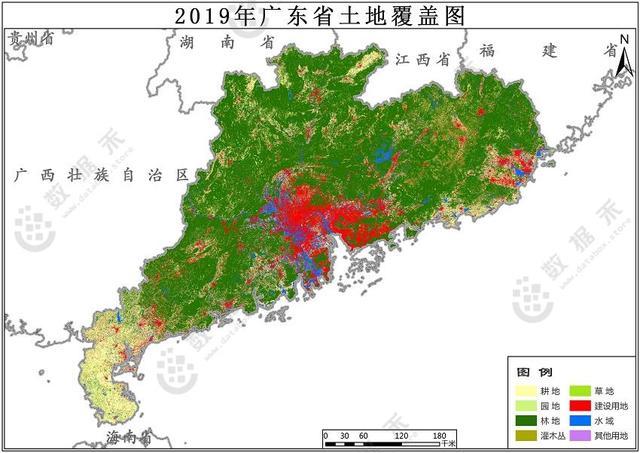 卫星遥感快速获取广东省2019年土地覆盖情况